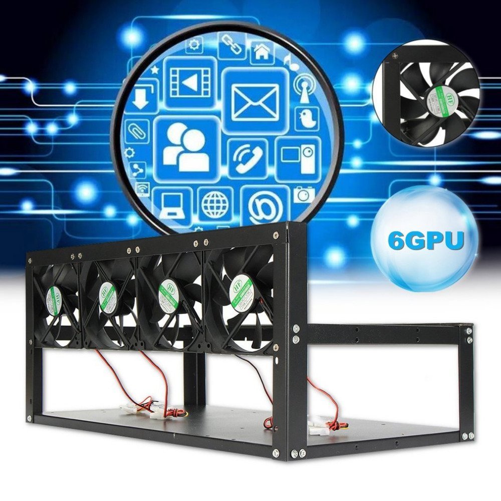 Li Bai 6 Gpu Mining Rig Steel !   Stackable Case 4 Fans Open Air Frame Eth Zec Bitcoin Mining Case Computer Frame Rig Miner Kit Sale - 